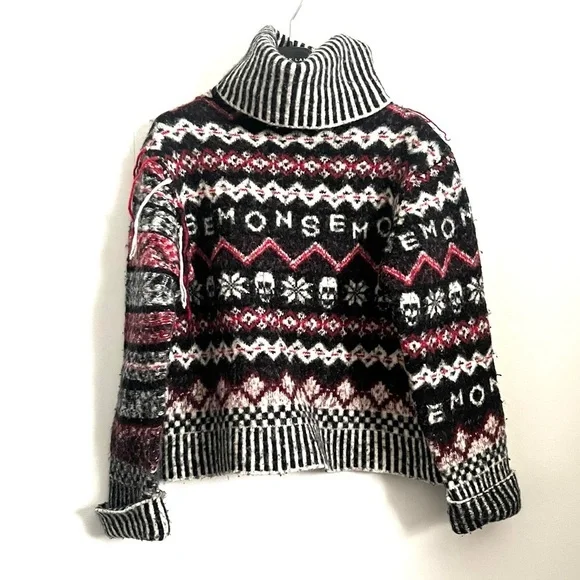 Monse red fairisle wool sweater